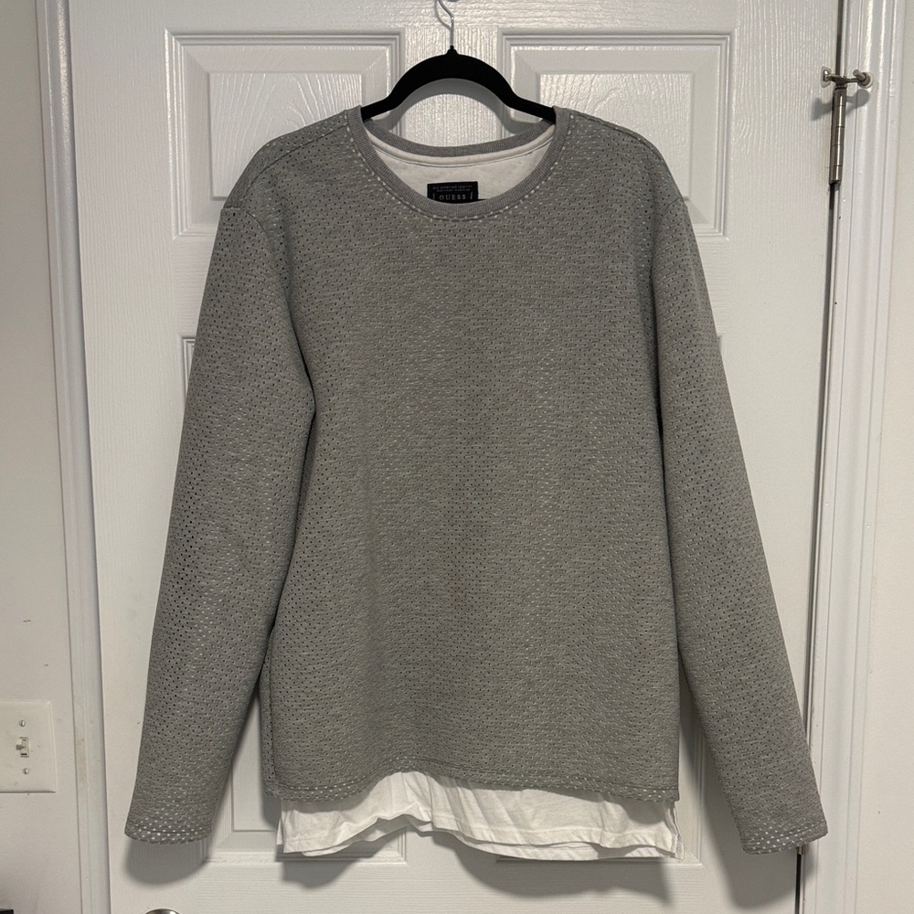 Guess Heather Vintage Gray Crewneck Sweatshirt